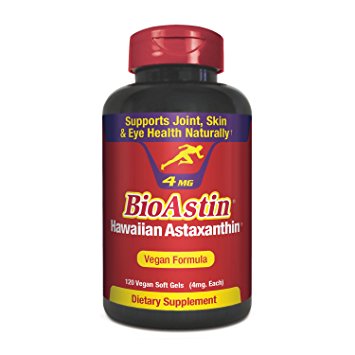 BioAstin Hawaiian Astaxanthin – VEGAN Formula - 120 ct – 4mg - Supports Joint, Skin, & Eye Health Naturally – A Super-Antioxidant Grown in Hawaii