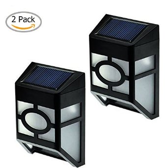 XLUX® S55 Solar Powered Lights for House Outdoor Landscape Garden Fence Lamp, Warm White, 2 Pack
