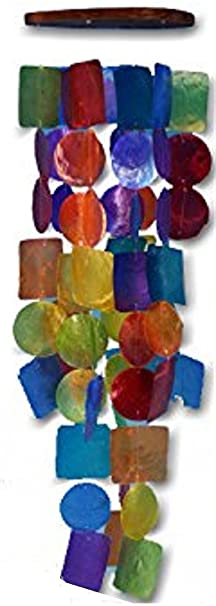 Circles and Squares Capiz Wind Chime (Rainbow)