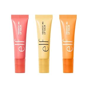 e.l.f. Squeeze Me Lip Balm Trio, Set of 3, Includes Strawberry, Vanilla Frosting & Peach