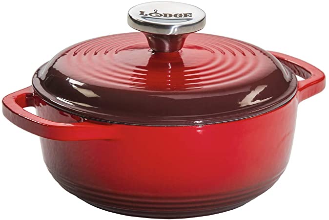 Lodge EC1D43 Enameled Cast Iron Dutch Oven, 1.5-Quart, Red