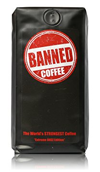 Banned Coffee | The World's Strongest Coffee | Our Best Medium Dark Roast 12 oz Ground | Shock me Strong Natural Caffeine Content | 12 oz ground