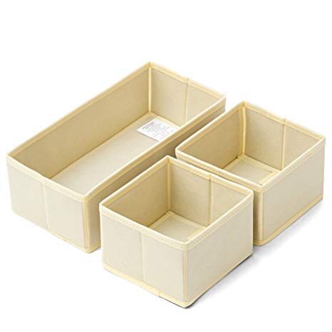 Set of 3 Drawer Bin Set, EZOWare Closet / Dresser Storage Drawer Organizer Basket for Bras, Socks, Underwear, Tie, Scarves, Gloves and more