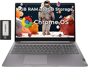 Lenovo IdeaPad 3 15.6" FHD Anti-Glare Chromebook, Intel Celeron N4500, 4GB LPDDR4 RAM, 352GB Storage (64GB SSD   288GB Docking Station Set), HD Camera, HD Audio, Wi-Fi 6, Bluetooth, Chrome OS, Grey