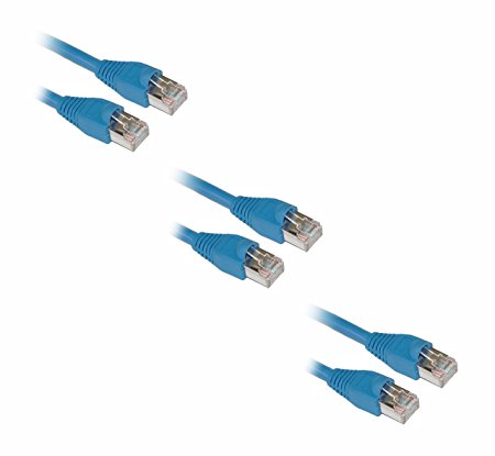 C&E Shielded Cat5e 7-Foot Snagless/Molded Boot Ethernet Cable, Blue, Pack of 3 (CNE55913)