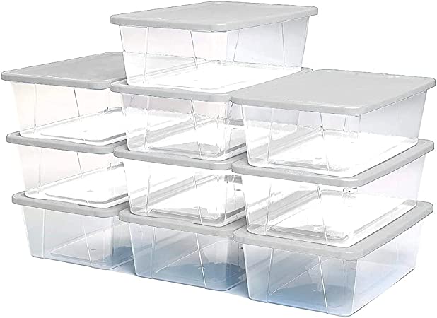 Homz 6 Quart Secure Seal Latching Small Clear Plastic Storage Tote Container Bin with Lid for Home and Office Organization, (10 Pack)