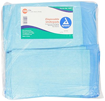 Dynarex Disposable Underpad, 17 inches X 24 inches, 100 Count