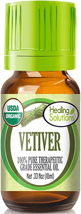 Organic Vetiver Essential Oil (100% Pure - USDA Certified Organic) Best Therapeutic Grade Essential Oil - 10ml