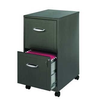 Space Solutions Mobile 2-Drawer File Cabinet, 18-Inch Deep, Metallic Charcoal
