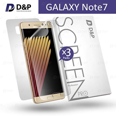 D&P Samsung Galaxy Note 7 TPU Screen Protector,Easy-Installation Design/ Perfect Fit / Edge-Covered / Anti-Fingerprint / High-Transparency / High-Response / Anti-Scratch /Lifetime warranty[3 1 pack]