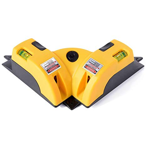 QWORK Right Angle 90 Degree Horizontal & Vertical Laser Level Line Projection Square Level Laser with Two Suction Cups