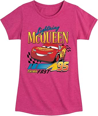 Disney Cars - Lightning McQueen Think Fast - Toddler and Youth Girls Short Sleeve Graphic T-Shirt