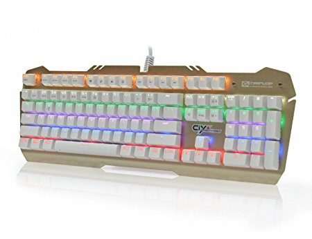 Hcman Teamwolf Mechanical Gaming Keyboard Pure Alloy Panel LED Backlit, 104 Keys, Black Switch