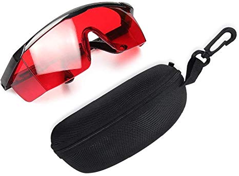 Red Laser Enhancement Glasses - Huepar GL01R Adjustable Eye Protection Safety Glasses for Red Alignment, Cross & Multi Line and Rotary Lasers with Anti Lost Function and Free Hard Protective Case