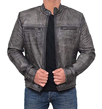 Real Lambskin Men Leather Jacket - Distressed Leather Jackets for Men