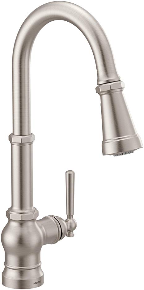 Moen S72003SRS Paterson One-Handle Pull-down Kitchen Faucet with Power Boost, Includes Interchangeable Handle, Spot Resist Stainless