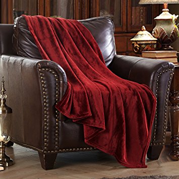 Merrylife Decorative Throw Blanket Ultra-Plush Comfort | Soft, Colorful, Oversized | Home, Couch, Outdoor, Travel Use | (50"60", BURGUNDY)