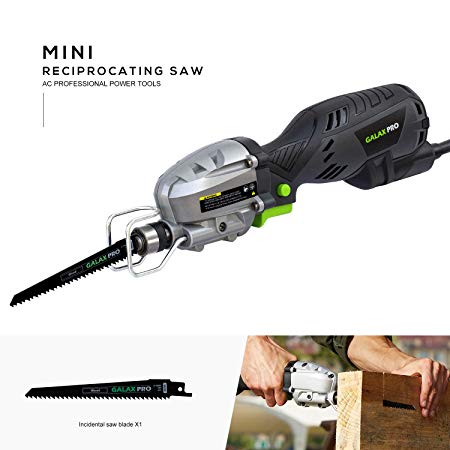 Reciprocating Saw, GALAX PRO Compact Saber Saw 5 Amp Mini Reciprocating Saw Extra Long 6.6ft Cable, Max. Cutting Capacity 4½"; ½" Stroke Length; 3000 Strokes per Minute - For Wood Cutting