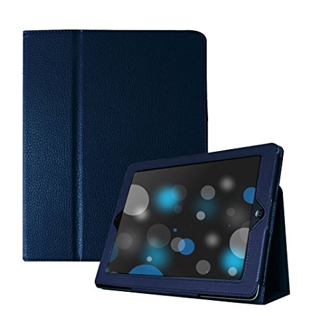 iPad 2/3/4 Case, UrSpeedtekLive Folio Case Cover for iPad 4th,iPad 3/ 2 - Navy (Sleep / Wake Feather)