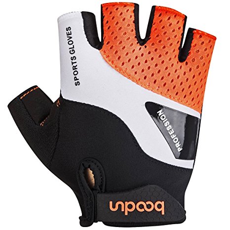 BOODUN Cycling Gloves for Men Women Half Finger Bicycle Gloves Breathable Anti-slip Gloves Gray M-XL