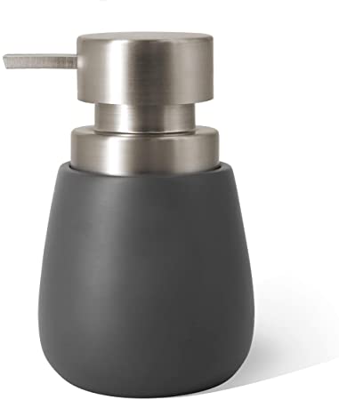 TOPSKY Resin Soap Dispenser with Plastic Pump, 340ml Liquid Hand Soap Dispenser, Rustproof Pump for Kitchen & Bathroom, Great for Lotions, Essential Oil, Liquid Soaps (Grey)