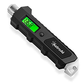 AstroAI Digital Tire Pressure Gauge, 230 PSI 4 Settings Heavy Duty for Car Bicycle with Larger Backlit LCD Flashlight and Non-Slip, Black