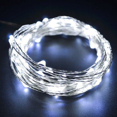 100 LEDs 33 Feet Copper Decorative String Light, CrazyFire USB Interface Cold White Copper lights String for Christmas Wedding Halloween Patio Party Home Decorations
