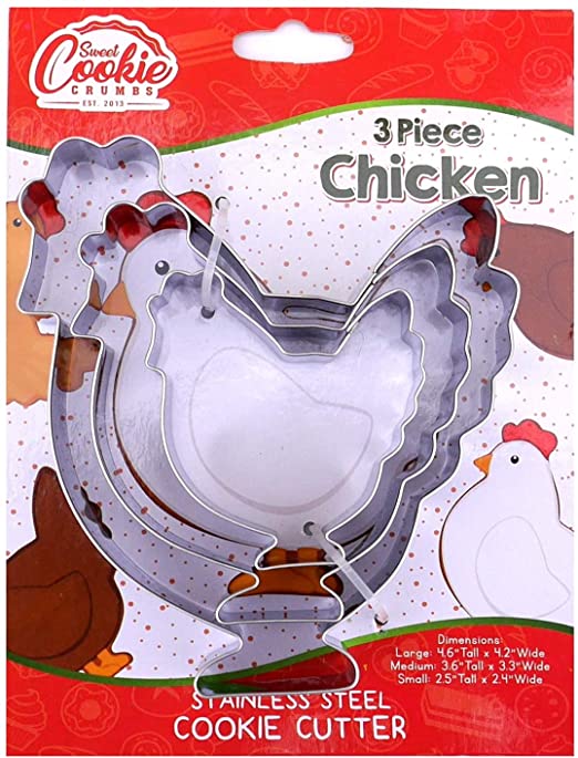 Chicken Cookie Cutter Set, 3 Piece, Stainless Steel