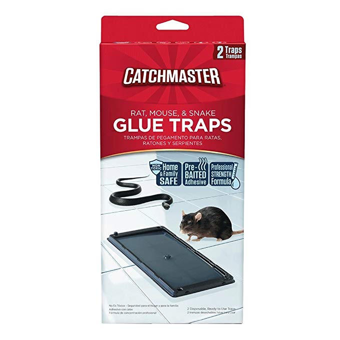 Catchmaster MADE IN USA 100% Safe Home Pest Control Traps (Rat, Mouse & Snake Glue Traps, 2 Traps)