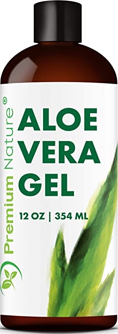 Premium Nature Pure Aloe Vera Gel for Face Body & Hair, Soothes & Rejuvenates Sun Burns, Dry Skin After Sun Care, Aloe Vera Gel for Skin Moisturizer 12 oz