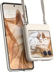 Motorola Razr 2024 Beach Sand Adjustable Cross Body Case - Premium Lanyard Hinge Strap Cover for Stylish Carrying convenince and Fashionable Drop Protection