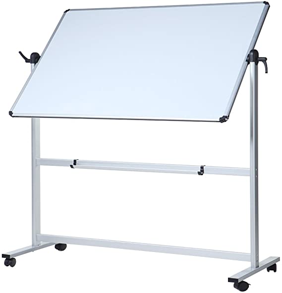 VIZ-PRO Double-Sided Magnetic Mobile Whiteboard, Aluminium Frame and Stand