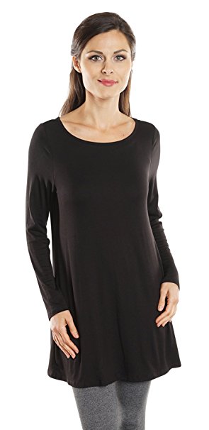 Free to Live Women's Long Flowy Elbow or Long Sleeve Jersey Tunic Made in USA