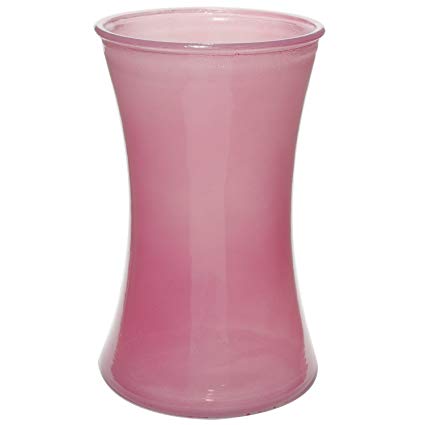 Flower Rose Bunch Glass Gathering Vase Decorative Centerpiece for Home or Wedding (Fits Dozen Roses) - Round - 8" Tall, 4.5" Opening, Pink, Pack of 2