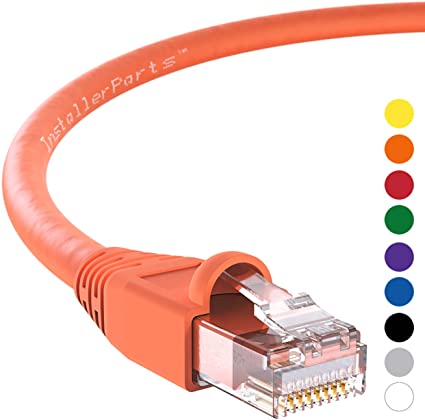 InstallerParts Ethernet Cable CAT6A Cable UTP Booted 5 FT - Orange - Professional Series - 10Gigabit/Sec Network/High Speed Internet Cable, 550MHZ