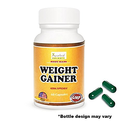 Ayurleaf Weight Gainer - Weight Gain Formula Men or Women. Gain weight pills (60) tablets. Appetite Enhancer. Fast Weight Gainer. Skinny people gain curves or body mass. (1) Bottle