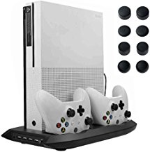 Lictin Xbox One S Vertical Stand Cooling Fan with Dual Charging Station for 2 Xbox One S Controllers   8 Silicone Thumbs for Xbox One S Controller