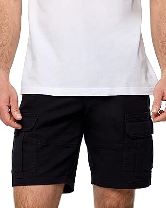 INTO THE AM Cargo Shorts for Men - 10" Inseam Stretch Flex 7 Pocket Work Shorts with Hidden Utility Pocket