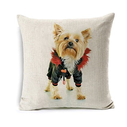 AS Polyester Cotton Linen Pillow Cover Cushion Cover PiIlowcase 18 x18 Inches ,Cute Pet Dog,Human Cosplay