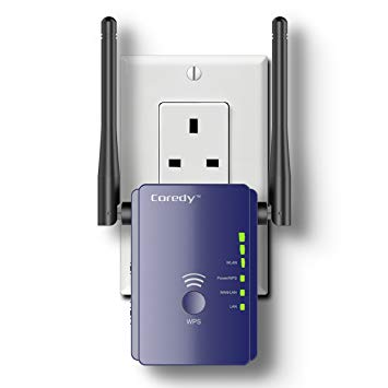 Coredy N300 Mini WiFi Range Extender Wireless Repeater Internet Signal Booster with 2 Ethernet Port/Smart LED Indicator for Boosting Wi-Fi Coverage (Updated Version)