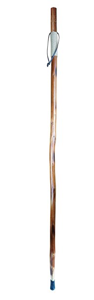 SE WS626-55RB Natural Wood Walking Stick with Grizzly Bear Carving, Rope-Wrapped Handle, Steel Spike & Rubber Tip Cover, 55”