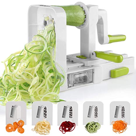 Spiralizer 5-Blade Vegetable Spiralizer,Sedhoom Foldable Spiral Slicer,Zucchini Noodle & Veggie Pasta & Spaghetti Maker for Low Carb/Paleo/Gluten-Free Meals