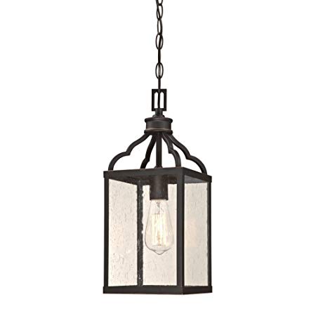 Westinghouse Lighting 6359300 Cardinal One-Light, Oil Rubbed Bronze Finish with Highlights and Clear Seeded Glass Outdoor Pendant, HI