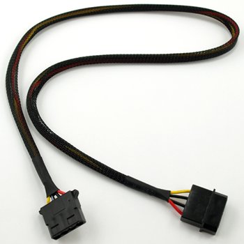 24" 4-Pin Molex Extension Cable with Black Sleeving & Connectors
