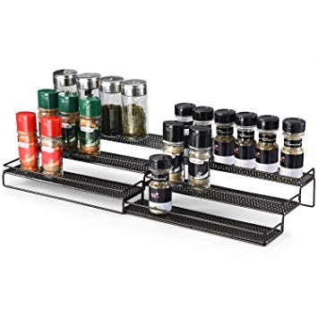Veesun Expandable Spice Rack Organizer for Cabinet Kitchen Countertop Pantry,Standing Spice Organizer,Adjustable Wide(12.6" to 25"),Bronze.