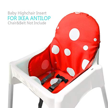 Ikea Antilop Highchair Seat Covers & Cushion by AT, Washable Foldable Baby Highchair Cover Ikea Childs Chair Insert Mat Cushion (Red)