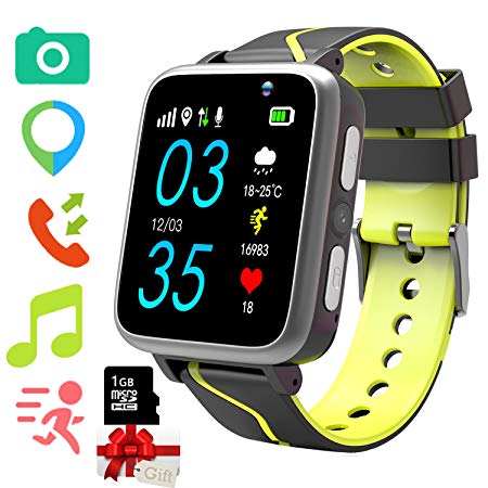 Jesam Kids Smart Watch with Music Player - Childrens Mp3 Music Player Watch [with 1GB Micro SD Card] with SIM Slot Pedometer Camera Flashlight GPS Tracker Sports Watch