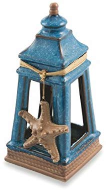 Villa d 'Este Home Tivoli Sea Lantern with Starfish, Ceramic, Blue/Brown, 12 x 12 x 28 cm