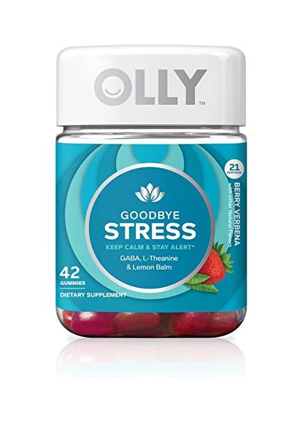 OLLY Goodbye Stress Gummy Supplements, Berry Verbena, 42 Count