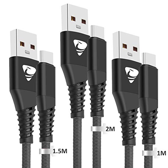 USB C Cable Aioneus Type C Charger Cable [3Pack/1M 1.5M 2M] High Speed Type C Cable for Samsung Galaxy S9 S8 Note 8, Huawei P9, P10, Google Pixel, LG G6 G5, OnePlus5T, HTC 10 and More-Grey